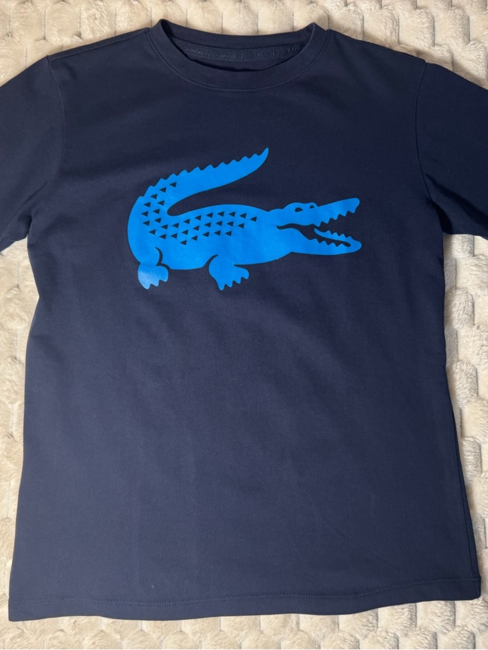 Lacoste Sport Kids Navy Short-Sleeve Tee with Deep Blue Crocodile Size 14